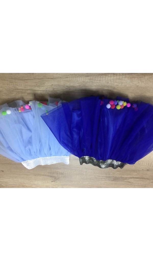 Юбочки 2803-8 фатиновые с помпонами в ассортименте