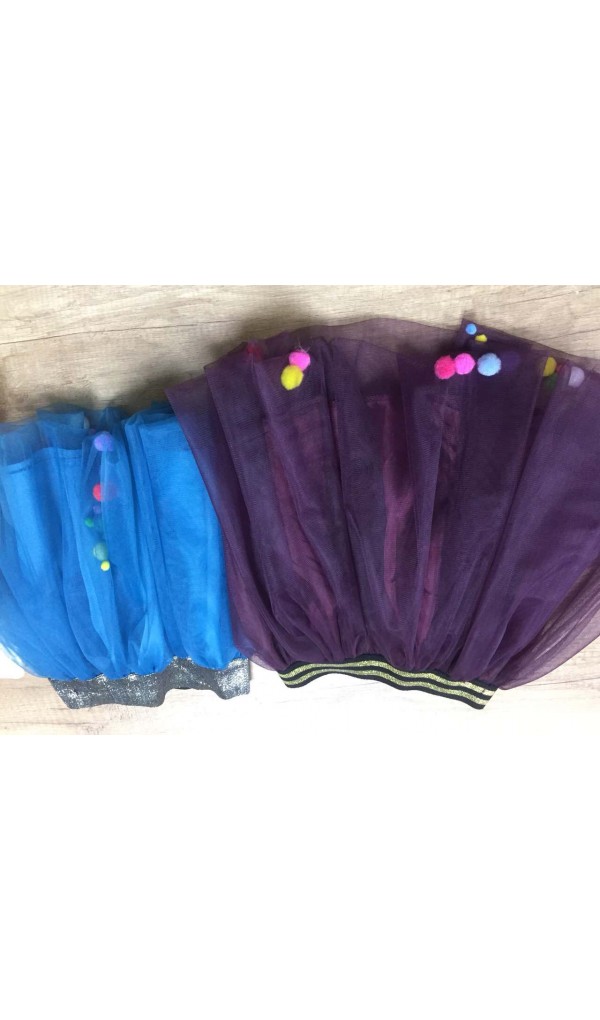 Юбочки 2803-8 фатиновые с помпонами в ассортименте